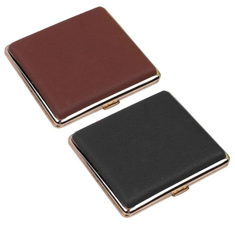 Image of Portable Cowhide Metal Slim Cigarette Case 20 Cigarettes Cigar Tobacco Holder Pocket Box Storage Container Smoking Case Accessor