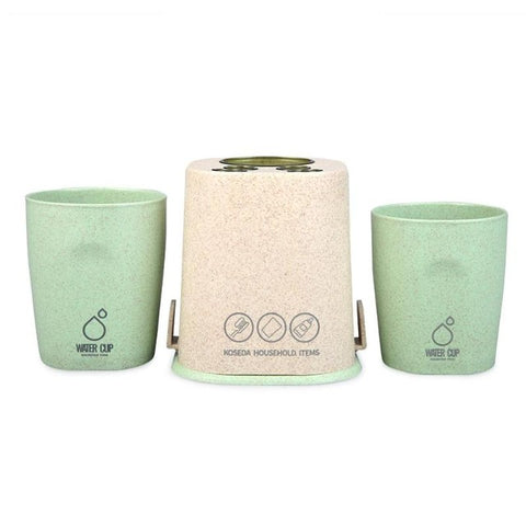 Image of Toothpaste Toothbrush Holder Cup Storage Rack Washing Cup Wheat Straw Toothbrush Holder Organizer Bathroom Products