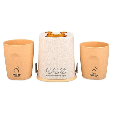 Image of Toothpaste Toothbrush Holder Cup Storage Rack Washing Cup Wheat Straw Toothbrush Holder Organizer Bathroom Products